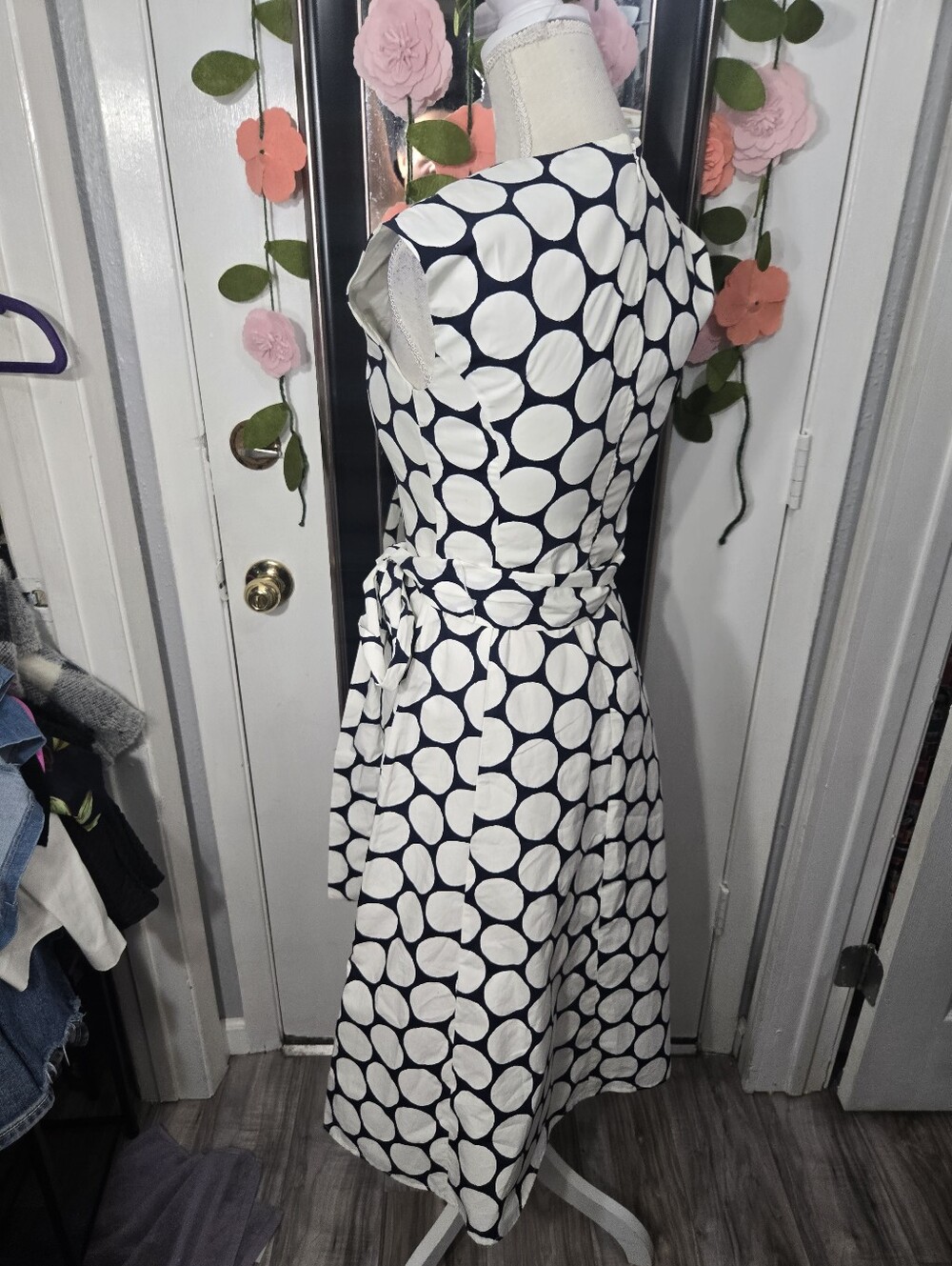 Boden Tori Cotton Midi Dress White/Navy Sz 2 Petite - Picture 7 of 12